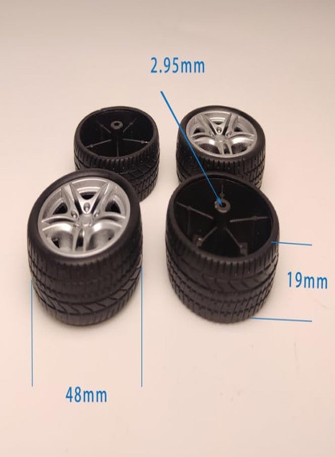 Kryoflare 4Pcs Black Rubber Tires, 48mm Simulation Wheel Set for RC Models, DIY Remote Control Vehicle Parts，DIY RC Spare Parts Easy Installation Small in Size Toy Parts - Image 3